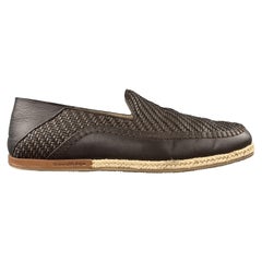 ERMENEGILDO ZEGNA Size 10 Brown Woven Leather Slip On Braided Sole Loafers