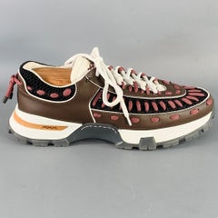 ERMENEGILDO ZEGNA Size 11 Claudio Brown Purple Color Block Leather Chunky Sole Sneakers