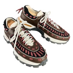 ERMENEGILDO ZEGNA Size 11 Claudio Brown Purple Color Block Leather Chunky Sole Sneakers