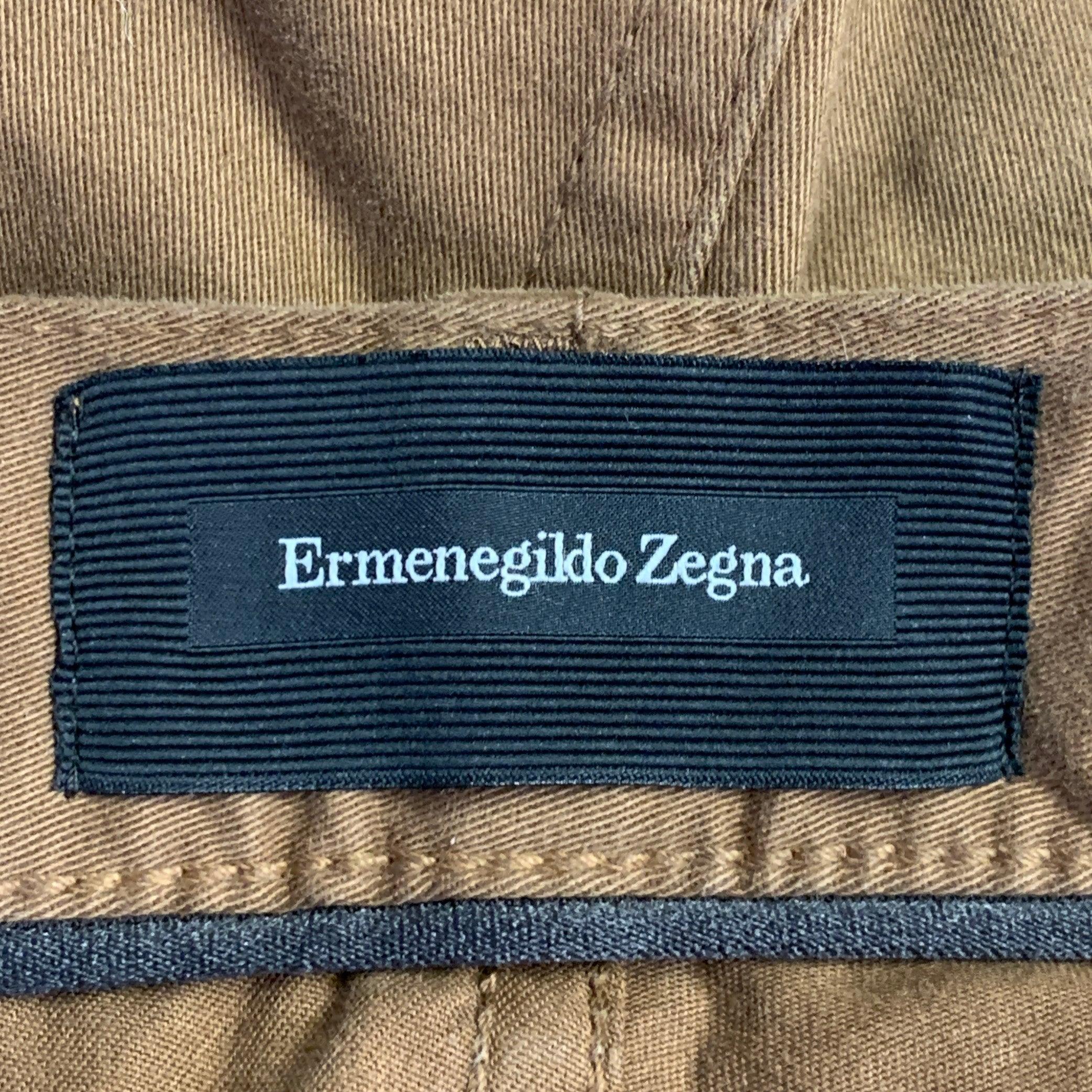 Ermenegildo Zegna Taille 30 Pantalon décontracté Jean en coton mélangé marron Excellent état - En vente à San Francisco, CA