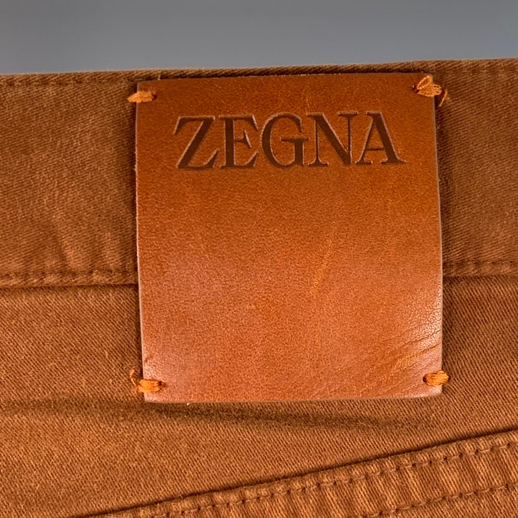 ERMENEGILDO ZEGNA Talla 30 Marrón Algodón Slim Fit Pantalón Casual Corte Jean en Bueno estado para la venta en San Francisco, CA