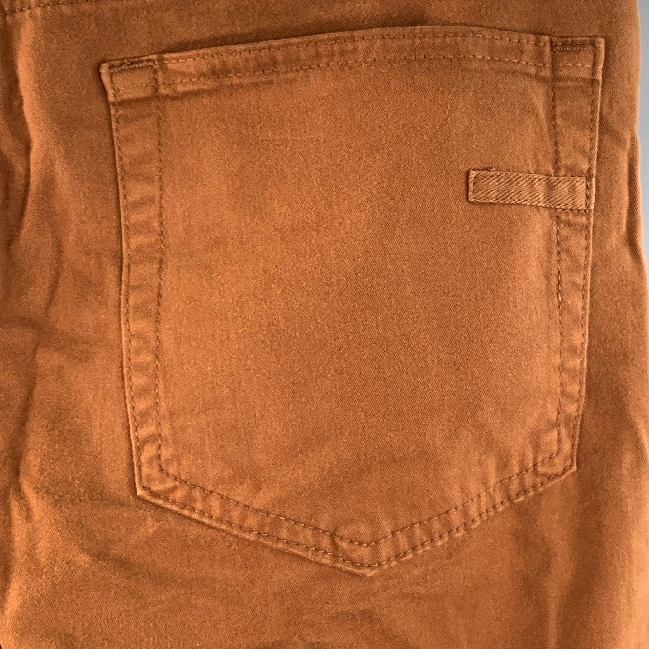 De los hombres ERMENEGILDO ZEGNA Talla 30 Marrón Algodón Slim Fit Pantalón Casual Corte Jean en venta