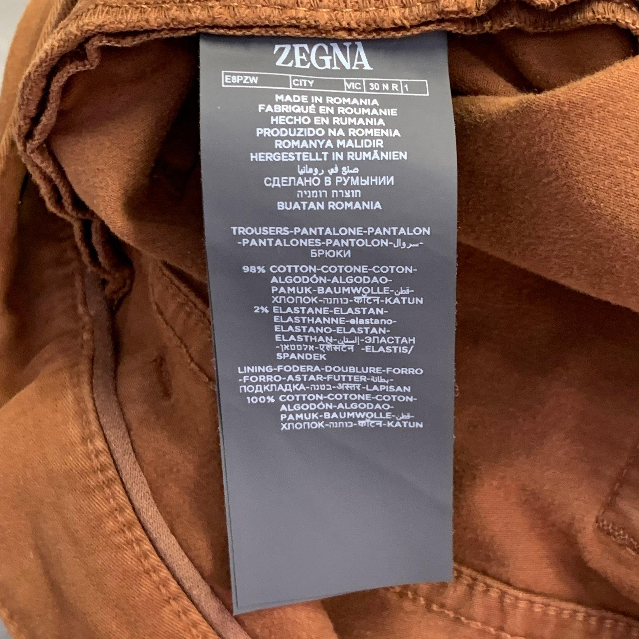 ERMENEGILDO ZEGNA Talla 30 Marrón Algodón Slim Fit Pantalón Casual Corte Jean en venta 5