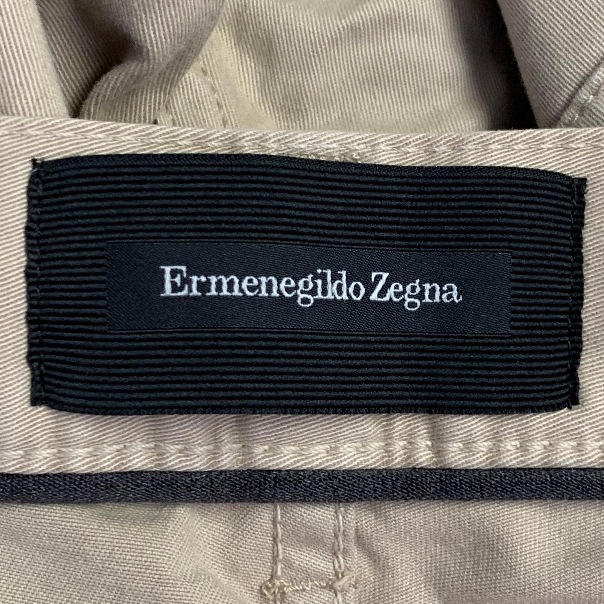 ERMENEGILDO ZEGNA Talla 30 Caqui Mezcla de Algodón Pantalón Vaquero Corte Slim Recto Casual en Excelente estado para la venta en San Francisco, CA