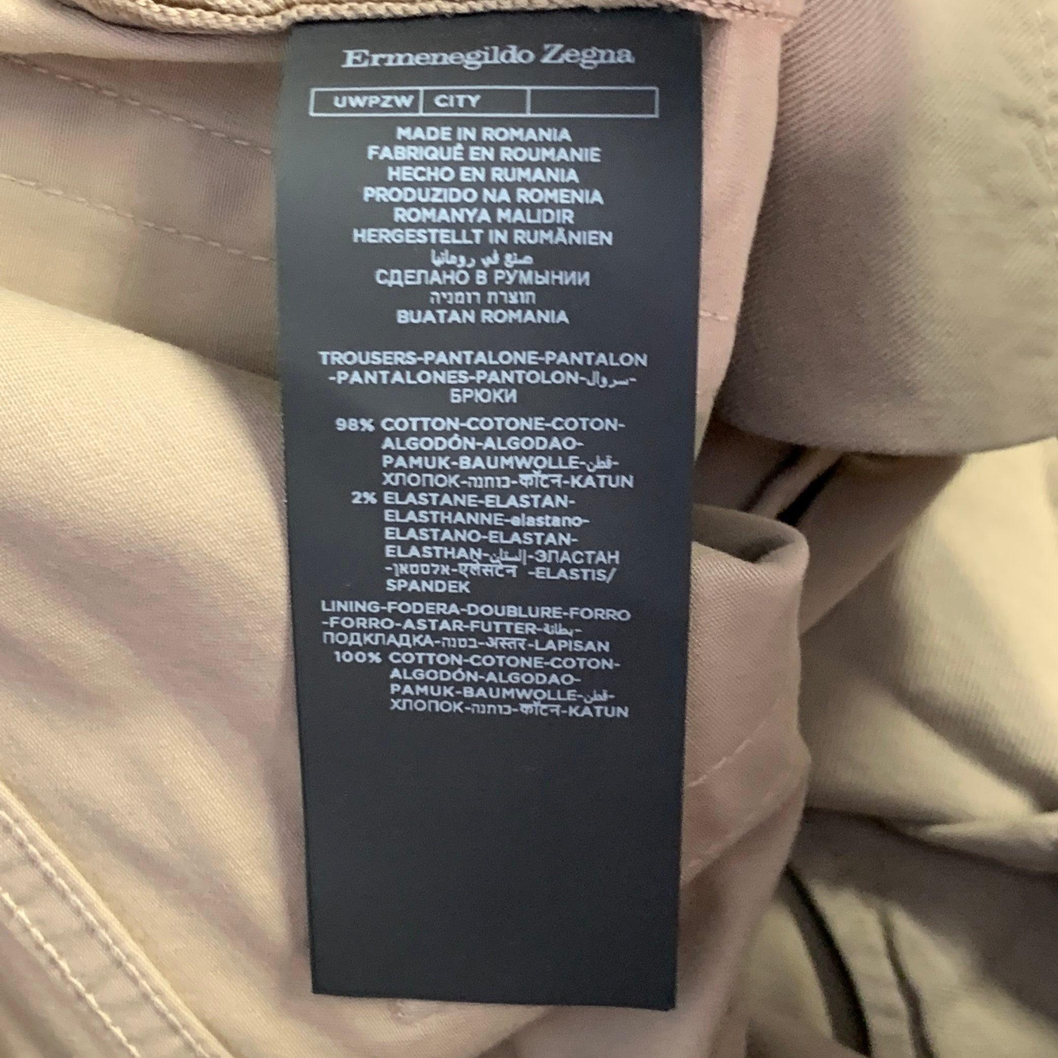 ERMENEGILDO ZEGNA Talla 30 Caqui Mezcla de Algodón Pantalón Vaquero Corte Slim Recto Casual en venta 1
