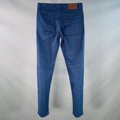 Ermenegildo Zegna Taglia 30 Pantaloni casual in misto cotone navy con taglio a jeans