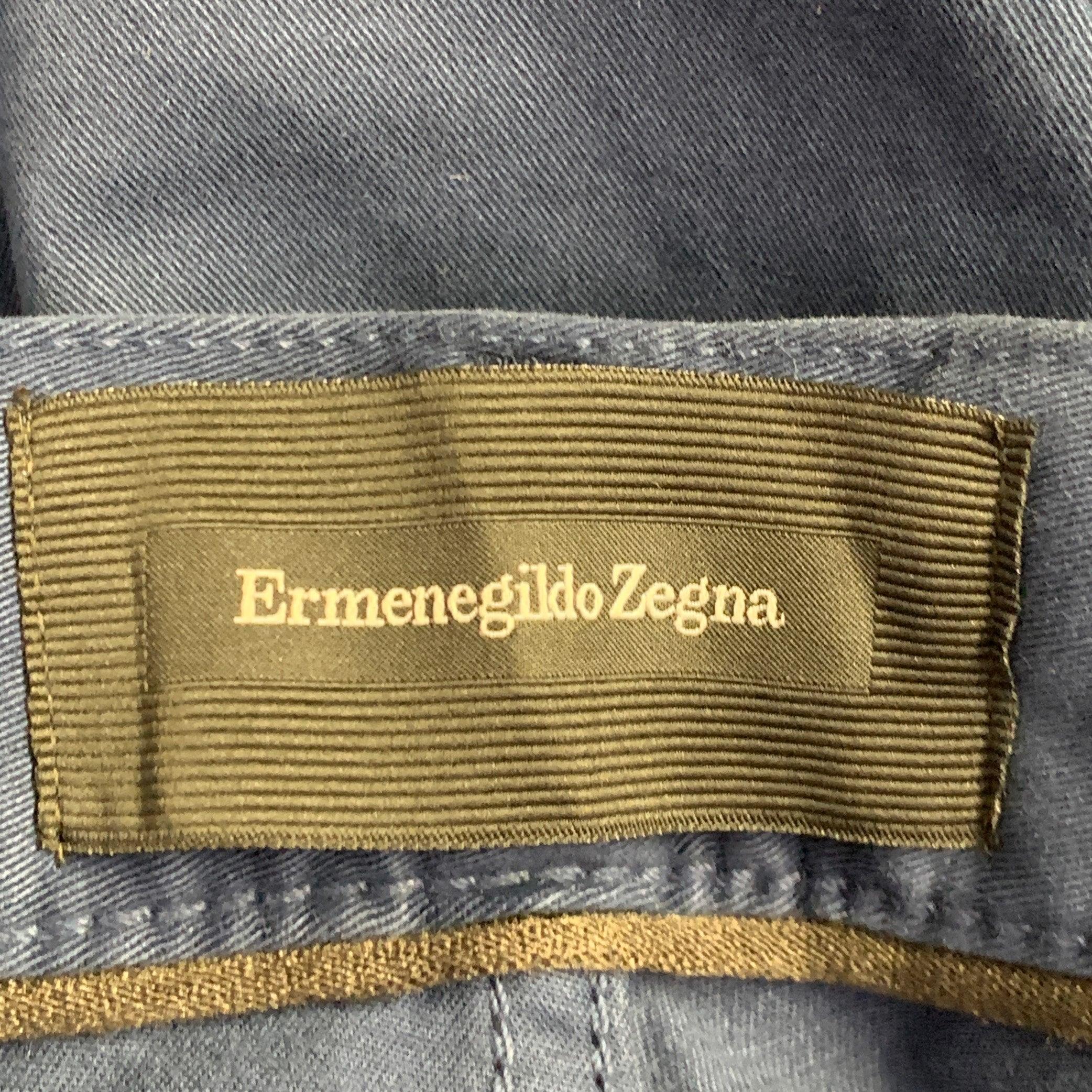 ERMENEGILDO ZEGNA Pantalones casuales de corte vaquero en mezcla de algodón azul marino talla 30 en Excelente estado para la venta en San Francisco, CA