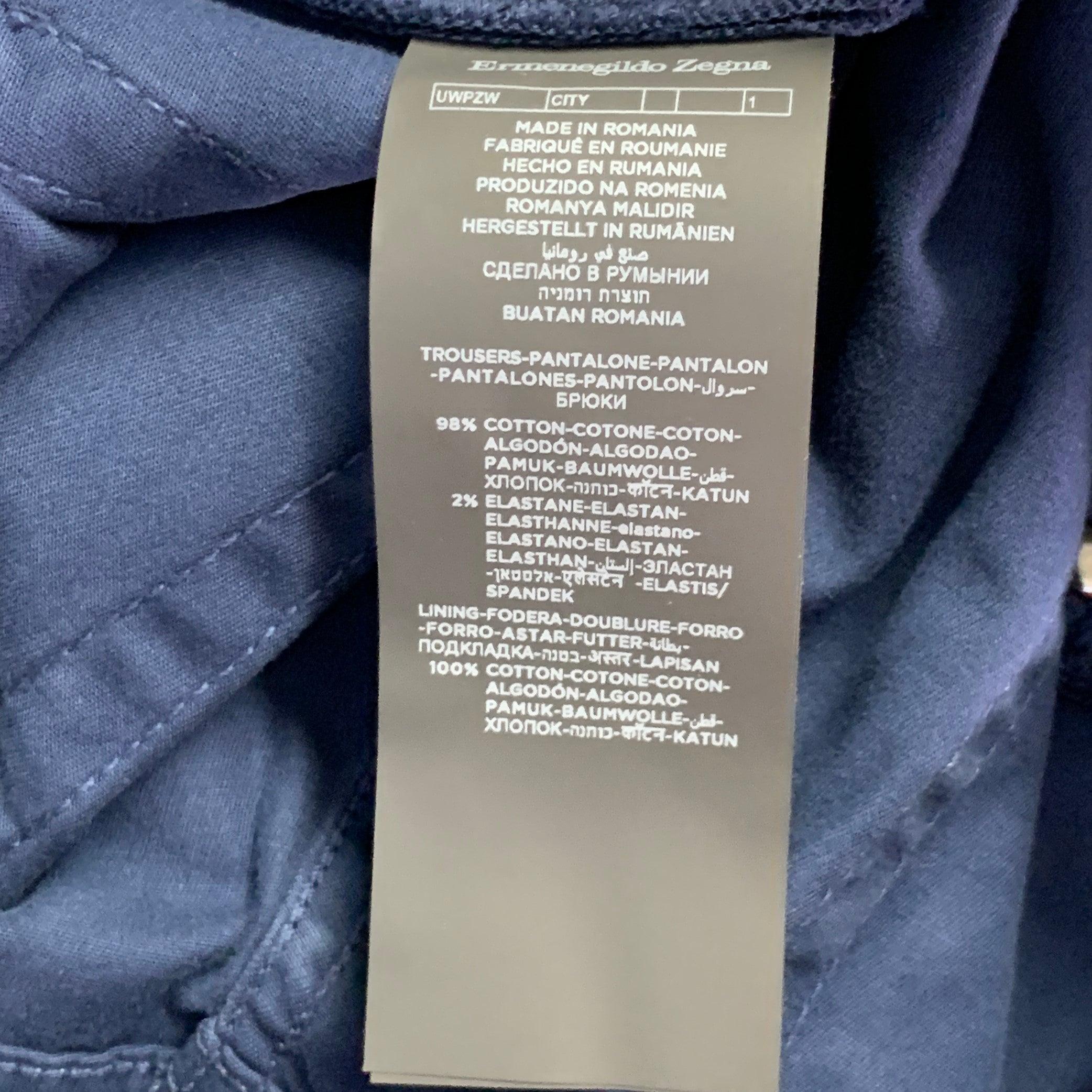 ERMENEGILDO ZEGNA Pantalones casuales de corte vaquero en mezcla de algodón azul marino talla 30 en venta 1
