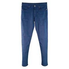 ERMENEGILDO ZEGNA Pantalones casuales de corte vaquero en mezcla de algodón azul marino talla 30