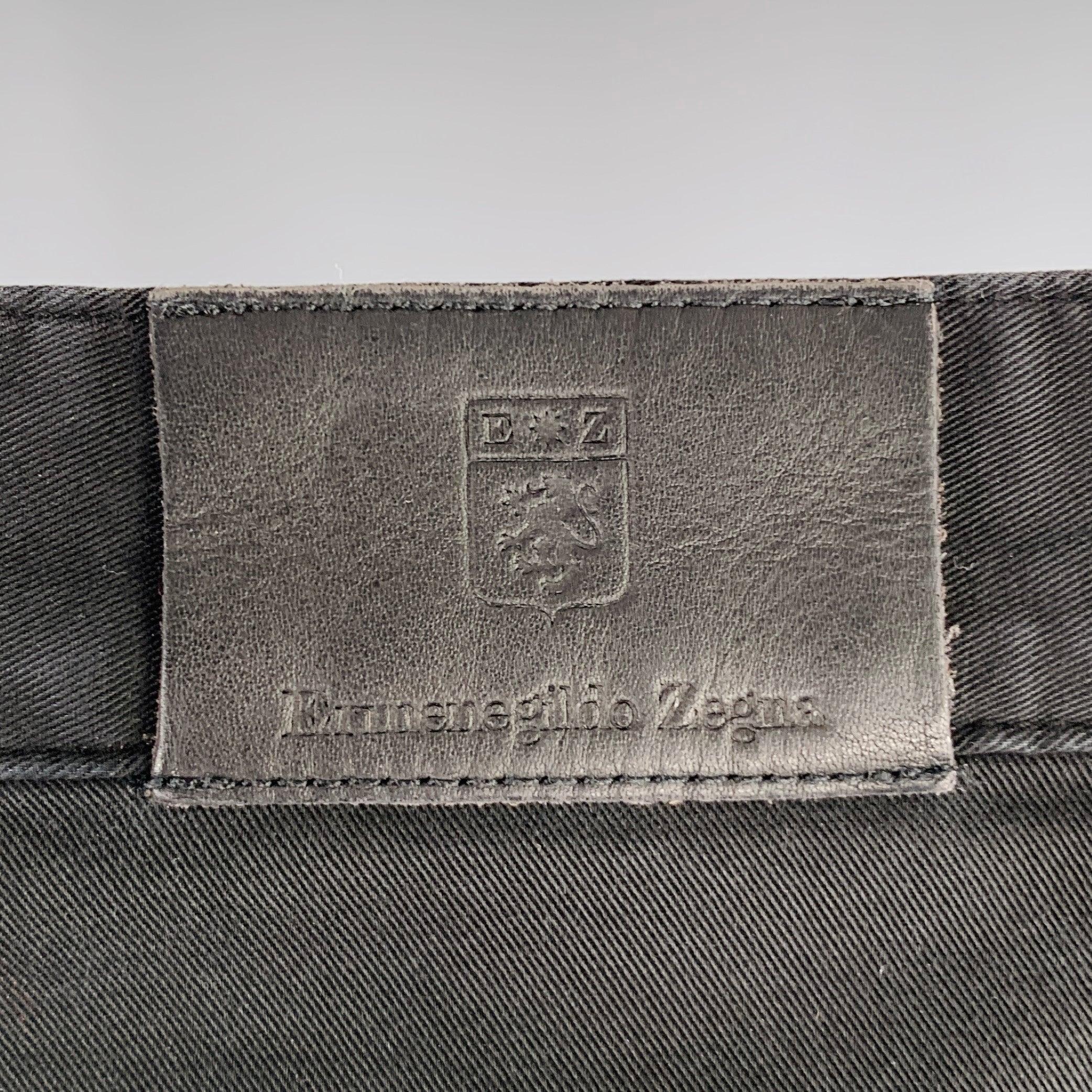 ERMENEGILDO ZEGNA Size 32 Black Cotton Blend Straight Jeans In Good Condition For Sale In San Francisco, CA