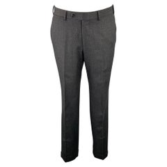 ERMENEGILDO ZEGNA Size 32 Dark Charcoal Black Heather Wool Slim Fit Dress Pants