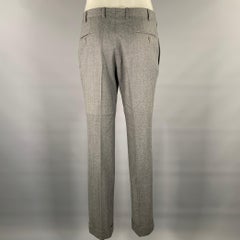 ERMENEGILDO ZEGNA Talla 32 Carbón claro  Pantalones de vestir slim fit de lana de brezo