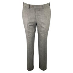 ERMENEGILDO ZEGNA Talla 32 Carbón claro  Pantalones de vestir slim fit de lana de brezo