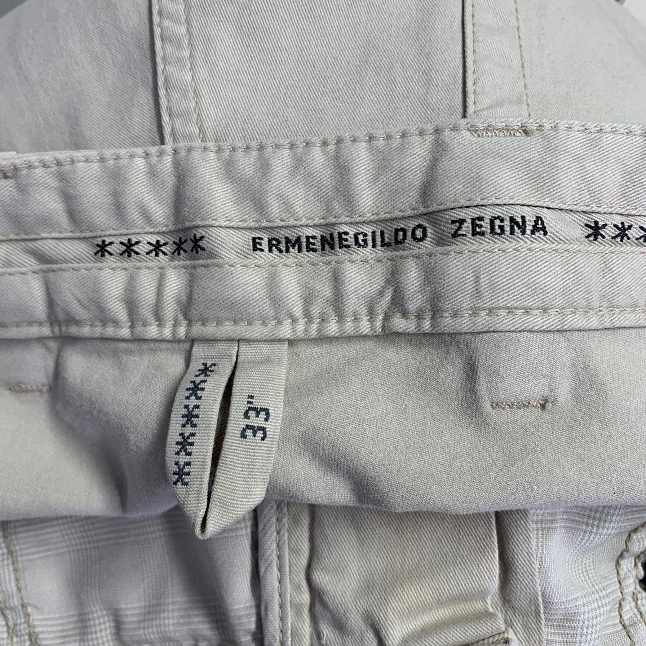 Men's ERMENEGILDO ZEGNA Size 33 Beige Cotton Blend Straight Jeans