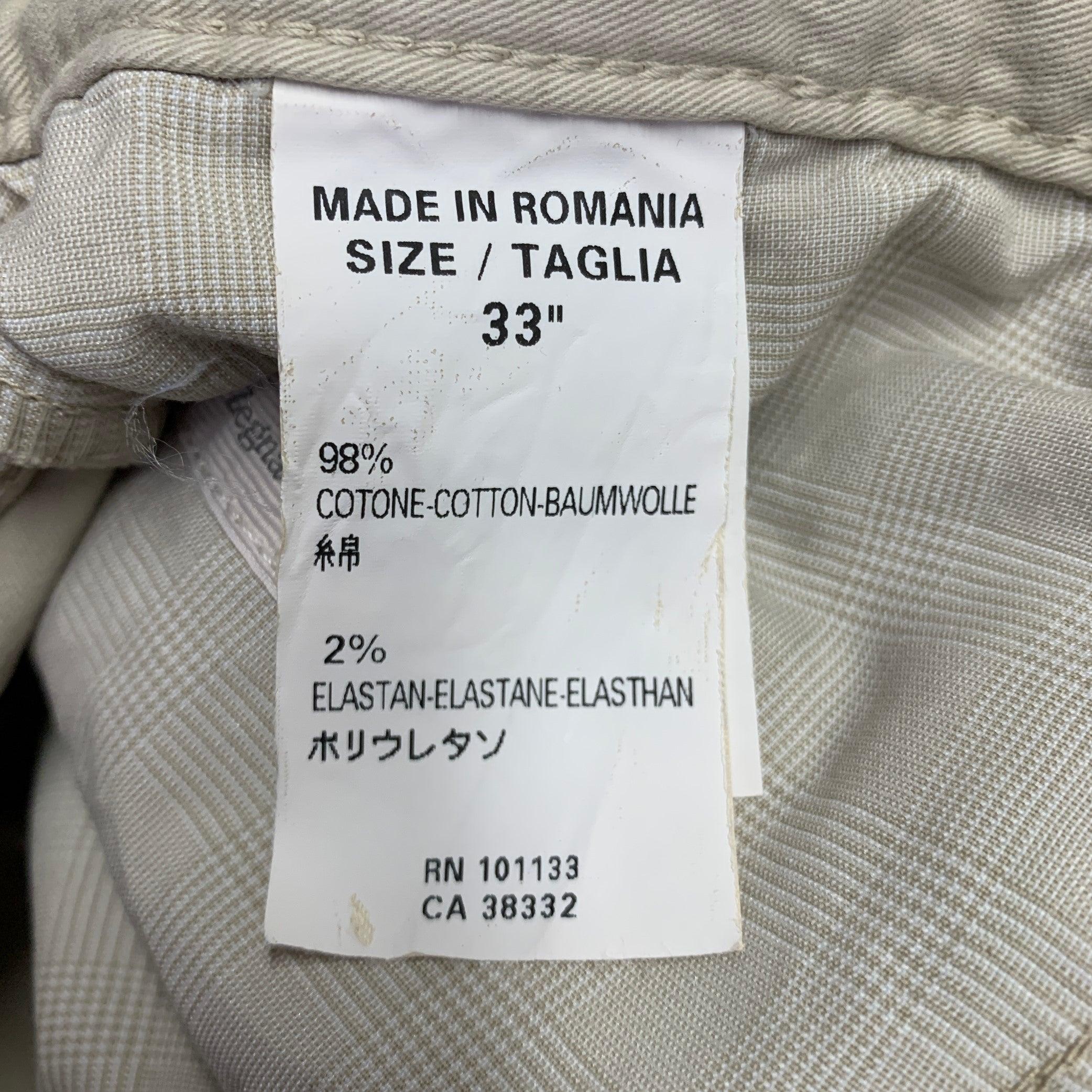 ERMENEGILDO ZEGNA Size 33 Beige Cotton Blend Straight Jeans 1
