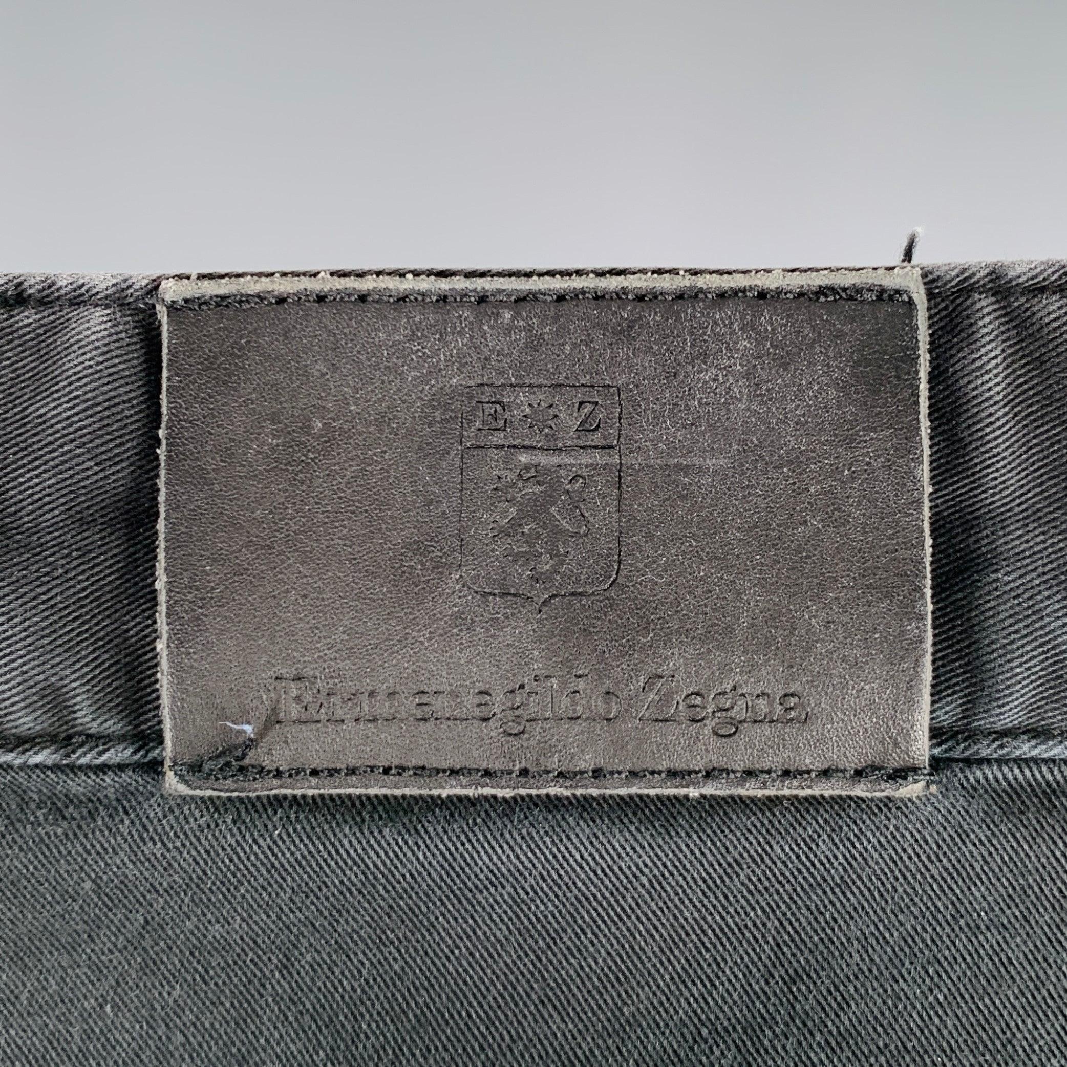 ERMENEGILDO ZEGNA Vaqueros rectos de mezcla de algodón negros talla 33 Negro en venta