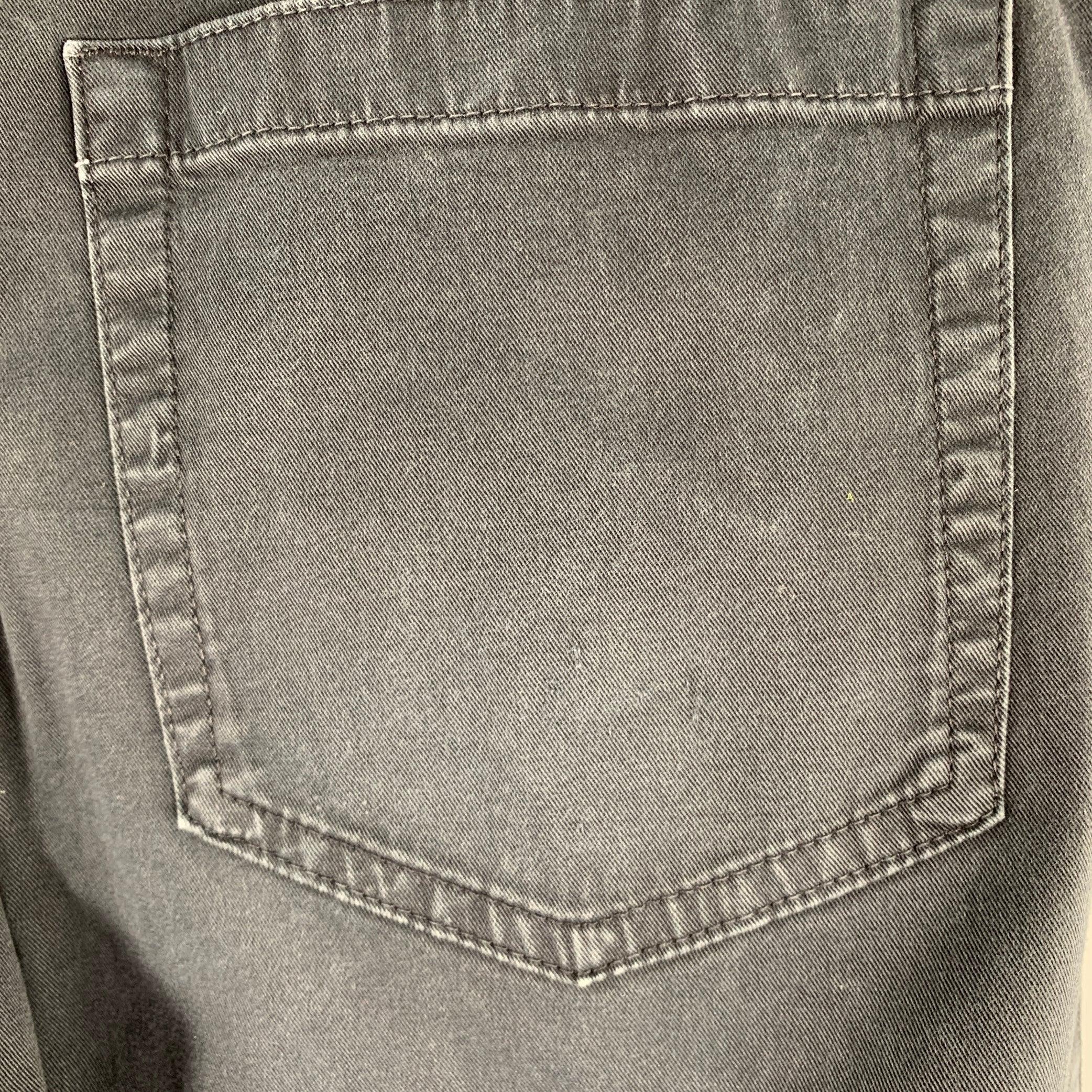 Men's ERMENEGILDO ZEGNA Size 33 Grey Charcoal Cotton Blend Straight Jeans For Sale