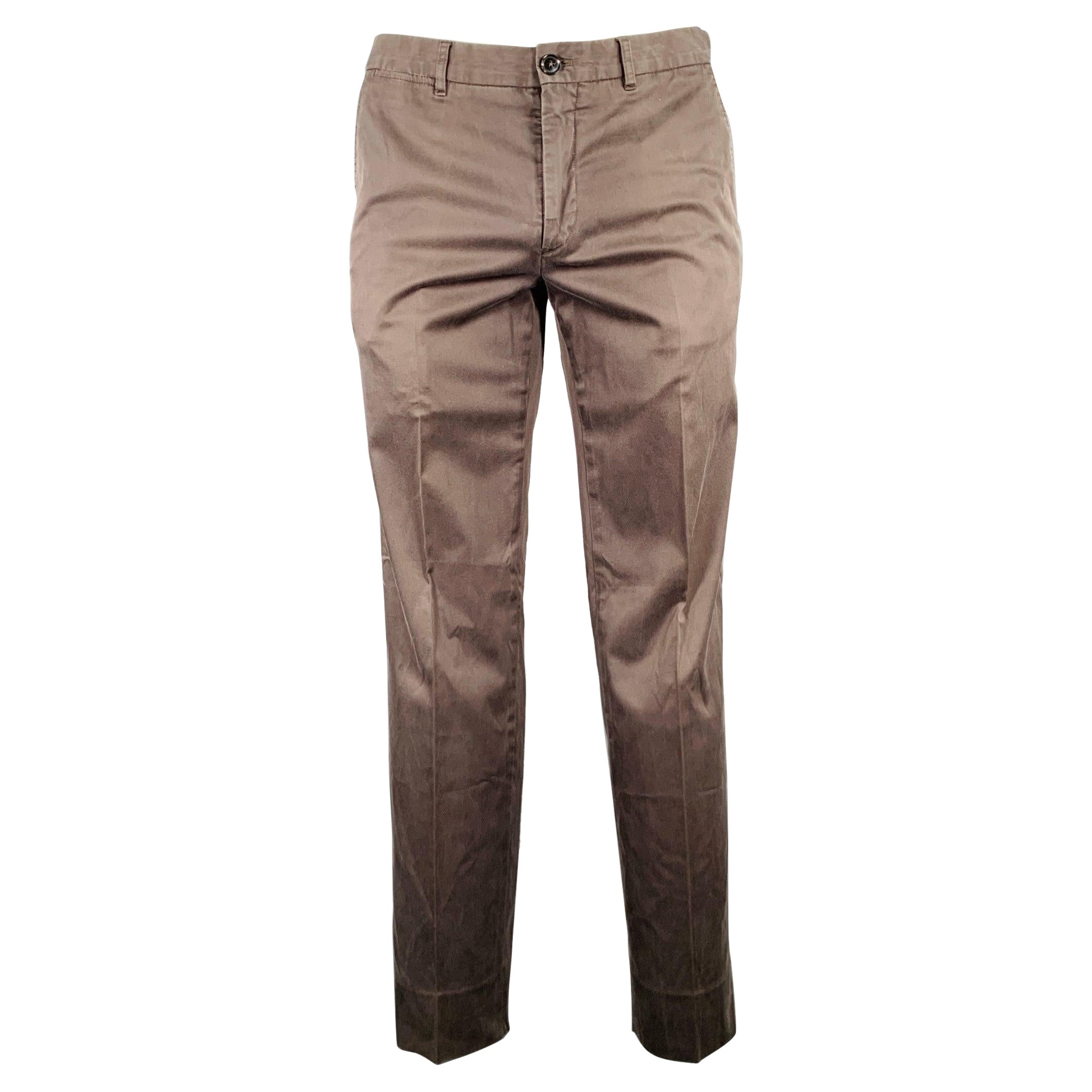 Ermenegildo Zegna Taglia 34 Pantaloni casual in misto cotone grigio marrone