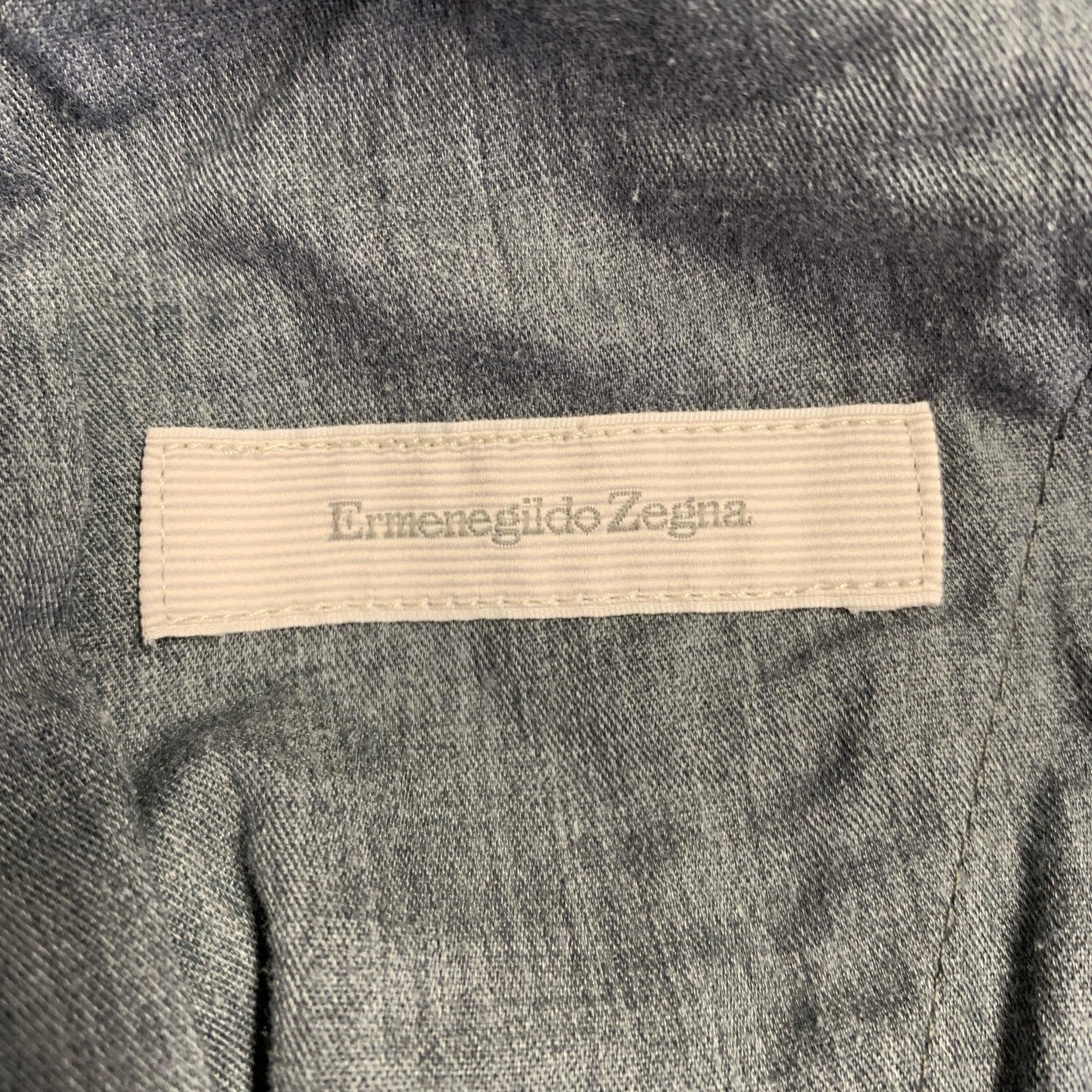 Black ERMENEGILDO ZEGNA Size 34 Grey Charcoal Cotton Blend Casual Pants For Sale