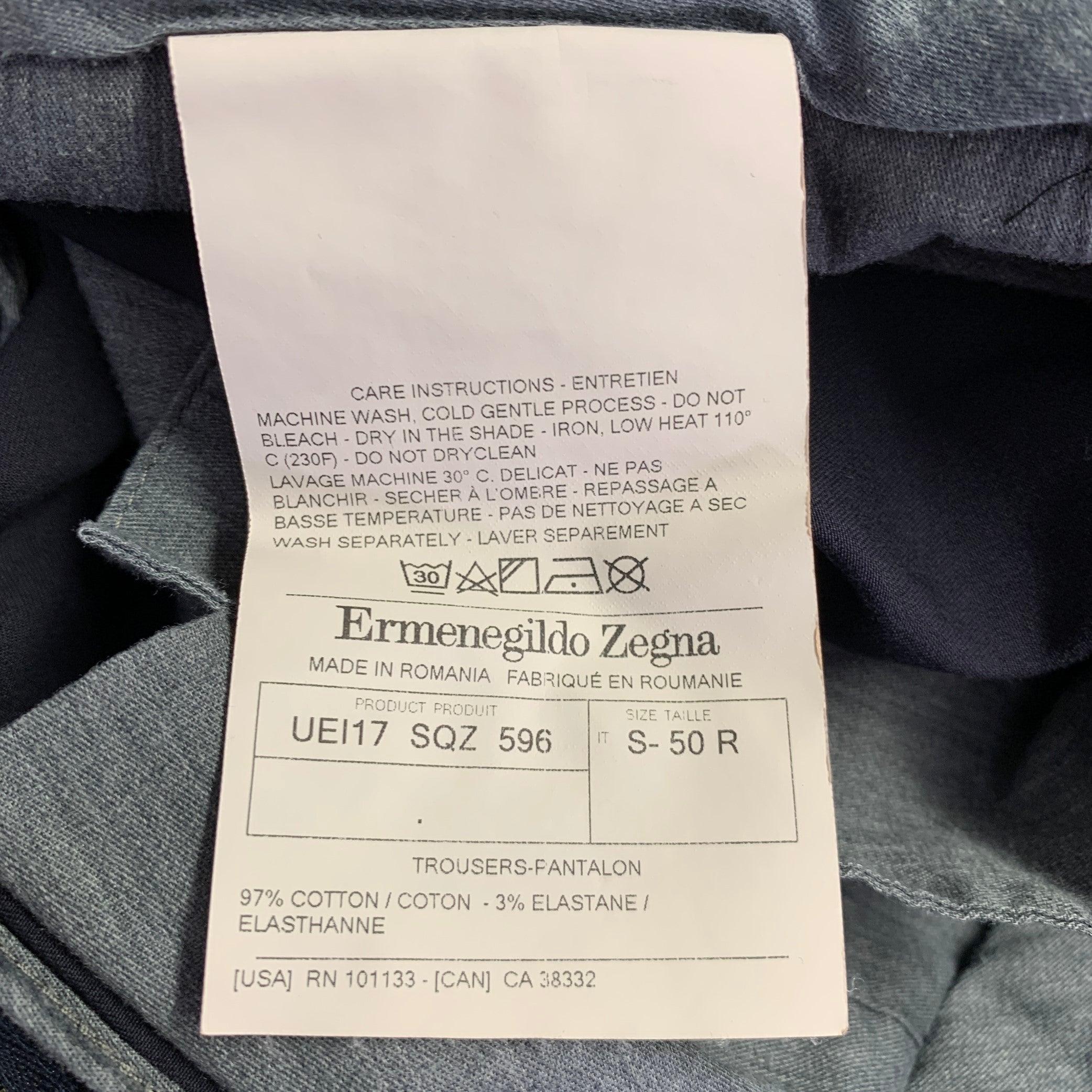 ERMENEGILDO ZEGNA Size 34 Grey Charcoal Cotton Blend Casual Pants In Excellent Condition For Sale In San Francisco, CA