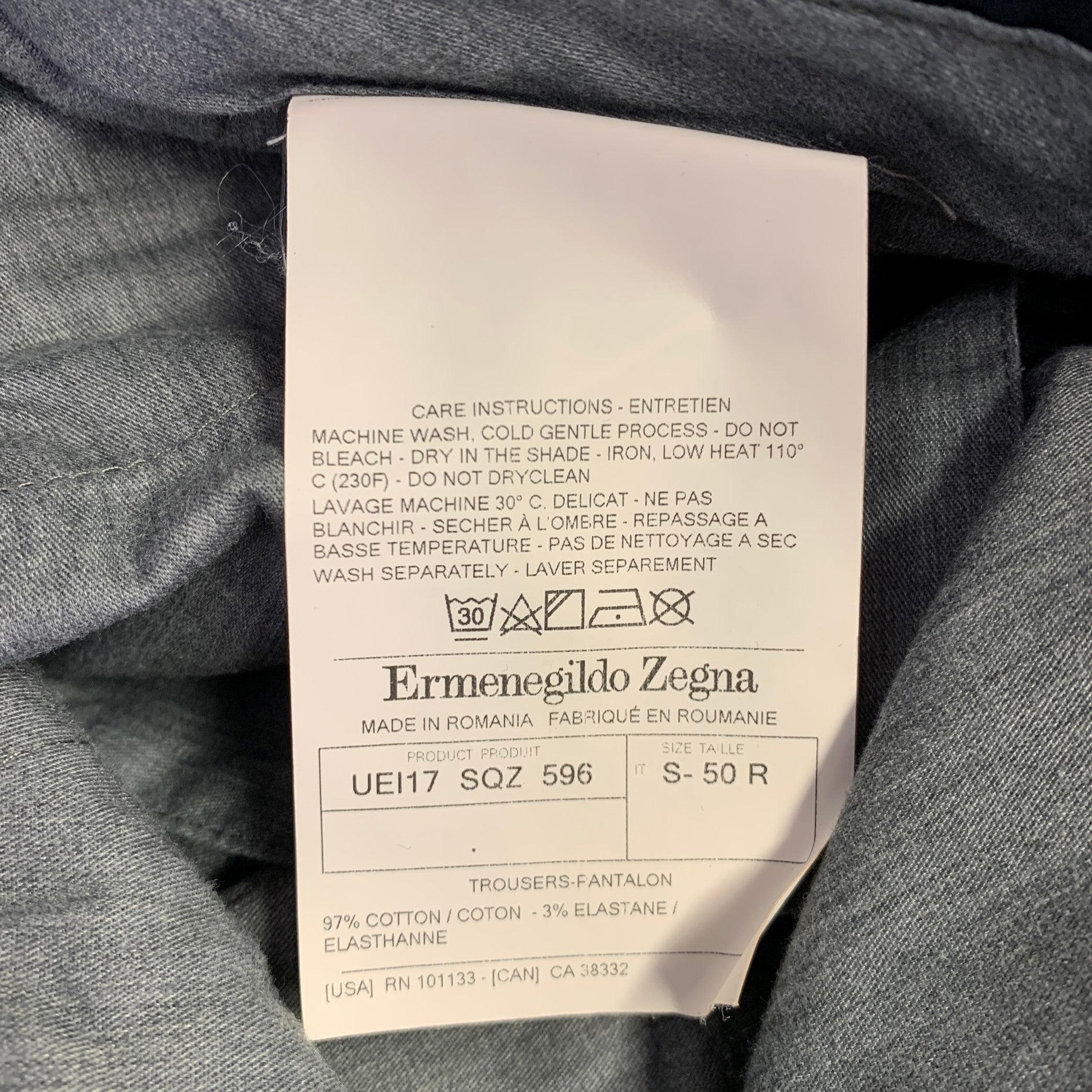 ERMENEGILDO ZEGNA Size 34 Grey Charcoal Cotton Stretch Blend Casual Pants In Excellent Condition For Sale In San Francisco, CA