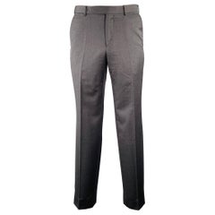 Ermenegildo Zegna Taglia 34 Pantaloni da abito in lana grigia con taglio frontale piatto