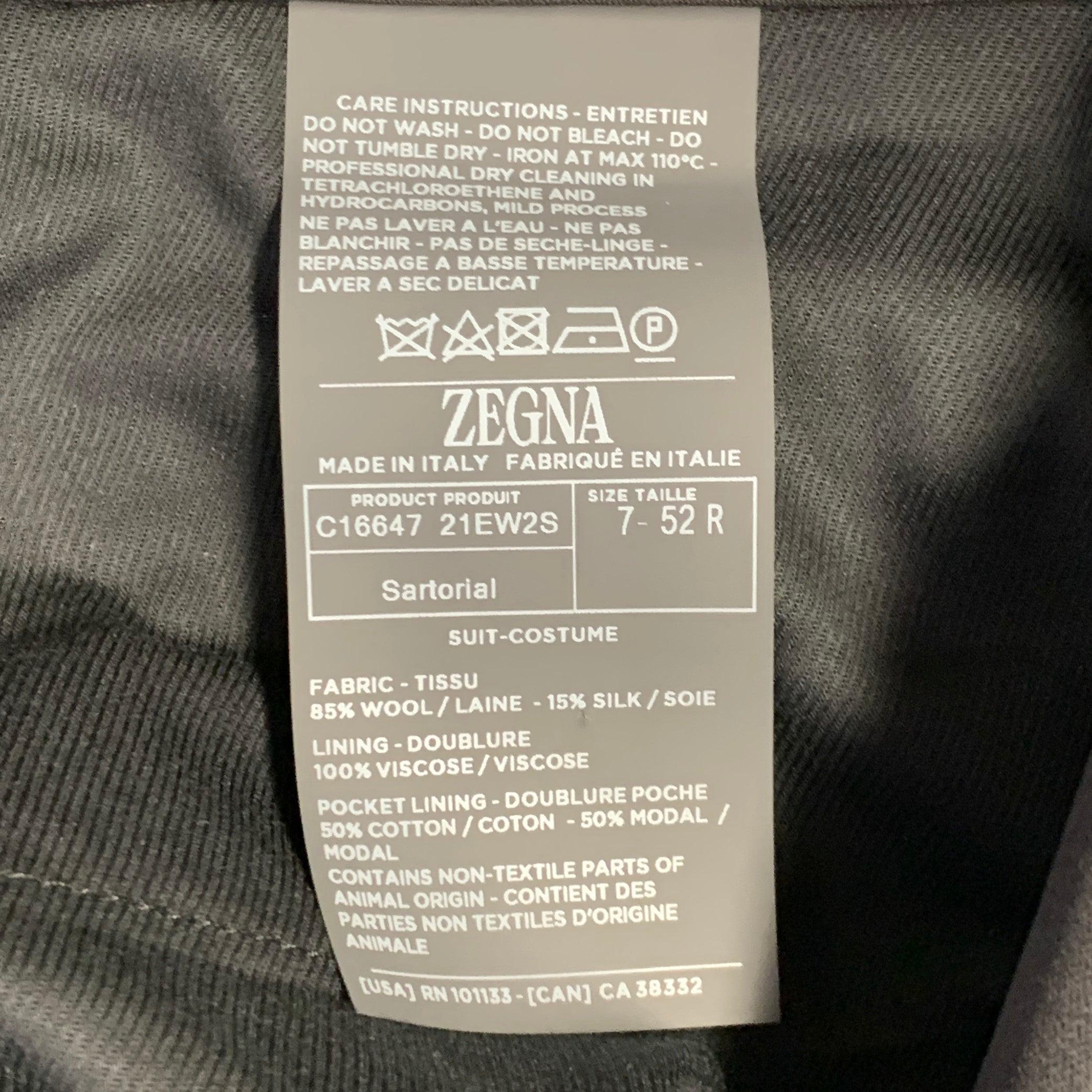 Ermenegildo Zegna Taglia 36 Pantaloni in lana e seta neri con taglio frontale In condizioni ottime in vendita a San Francisco, CA