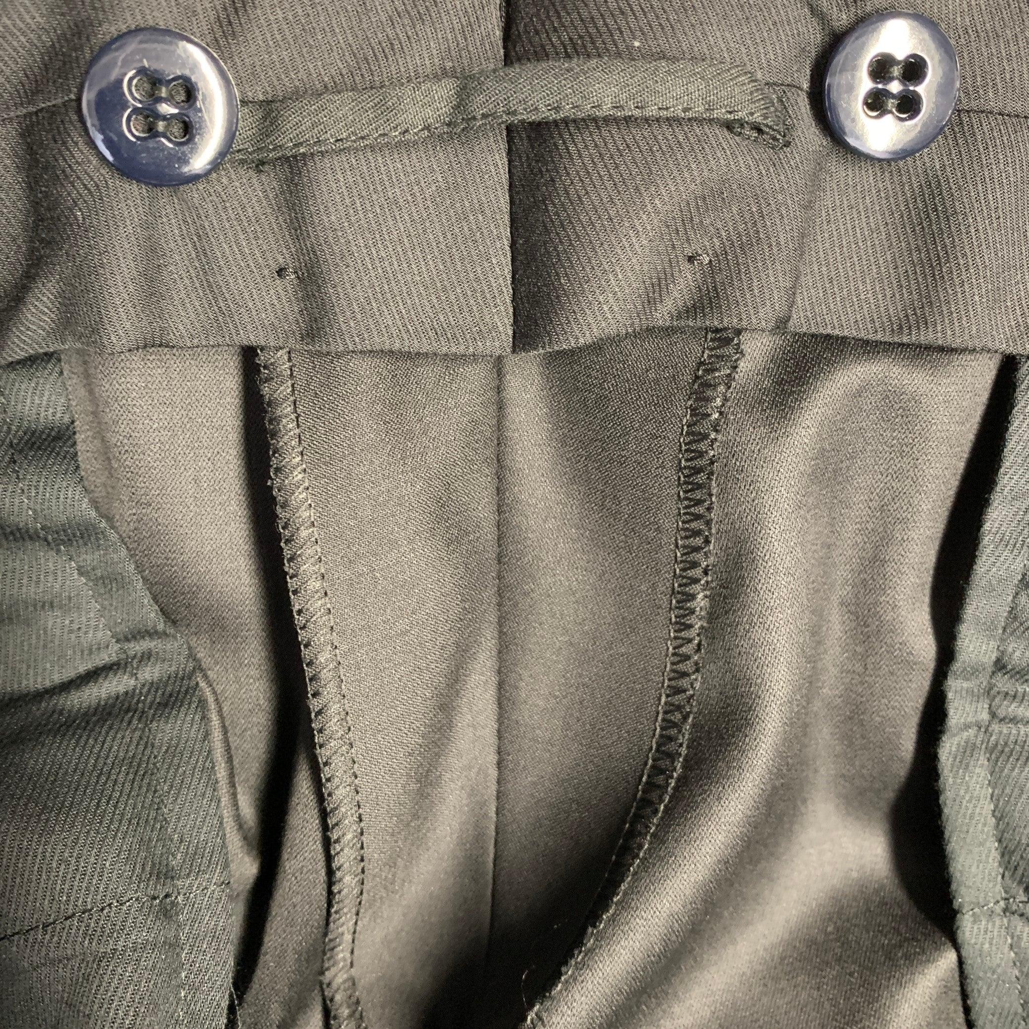 Uomo Ermenegildo Zegna Taglia 36 Pantaloni in lana e seta neri con taglio frontale in vendita