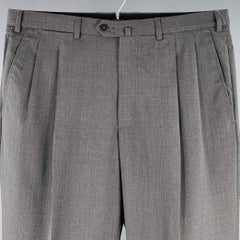ERMENEGILDO ZEGNA Size 36 Grey Pleated Wool Cuffed Dress Pants