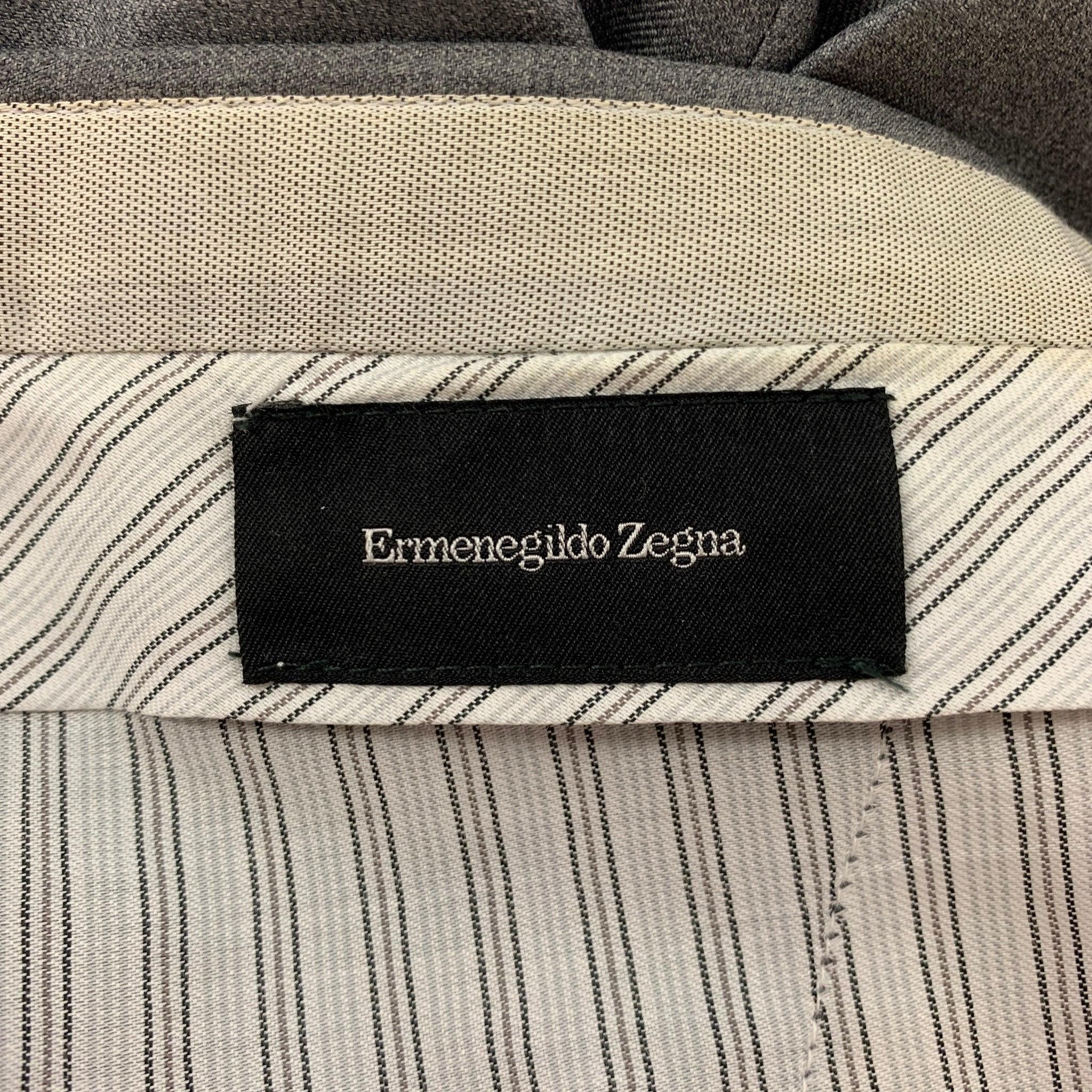 ERMENEGILDO ZEGNA Size 36 Grey Wool Flat Front Dress Pants For Sale 1