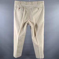 ERMENEGILDO ZEGNA Pantalón recto casual caqui de algodón talla 36