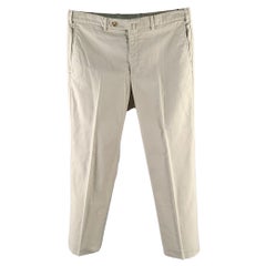 ERMENEGILDO ZEGNA Pantalón recto casual caqui de algodón talla 36