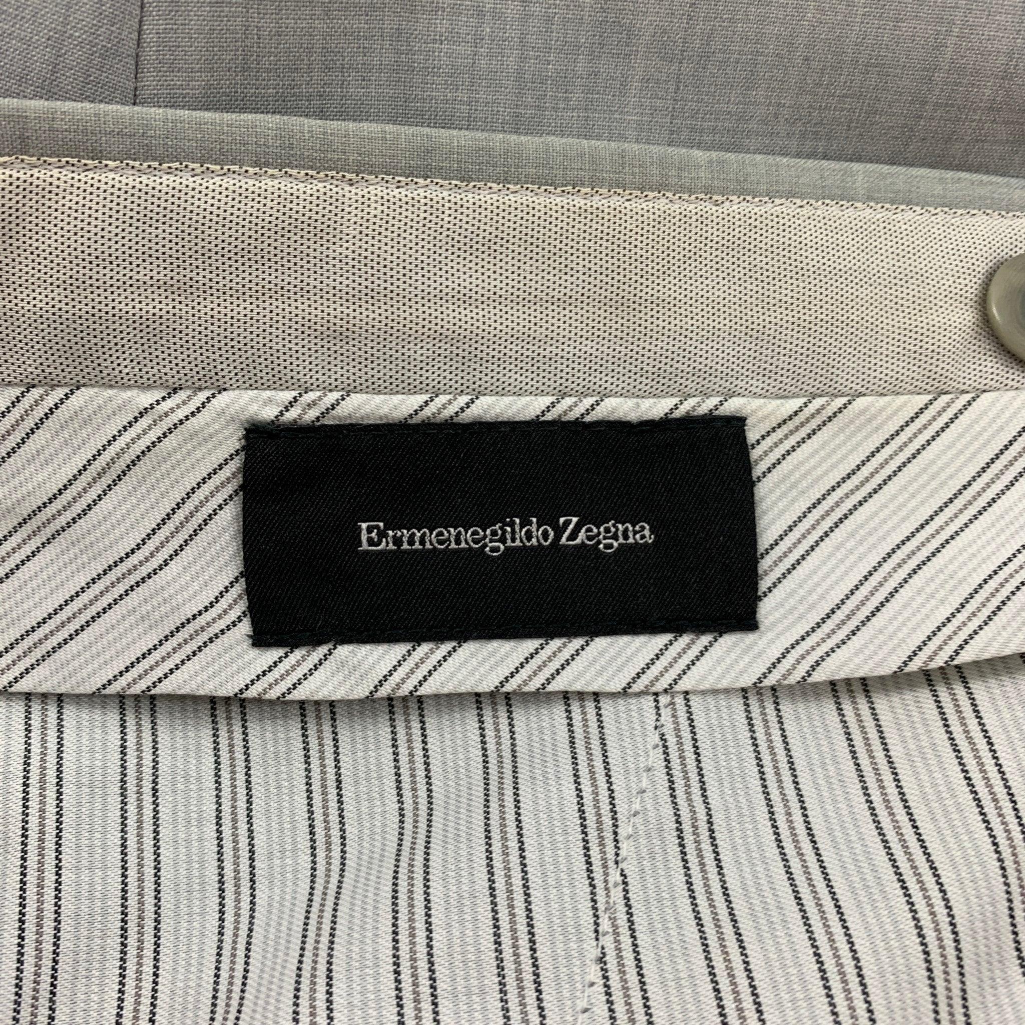 ERMENEGILDO ZEGNA Size 36 Light Grey Wool Flat Front Dress Pants For Sale 1