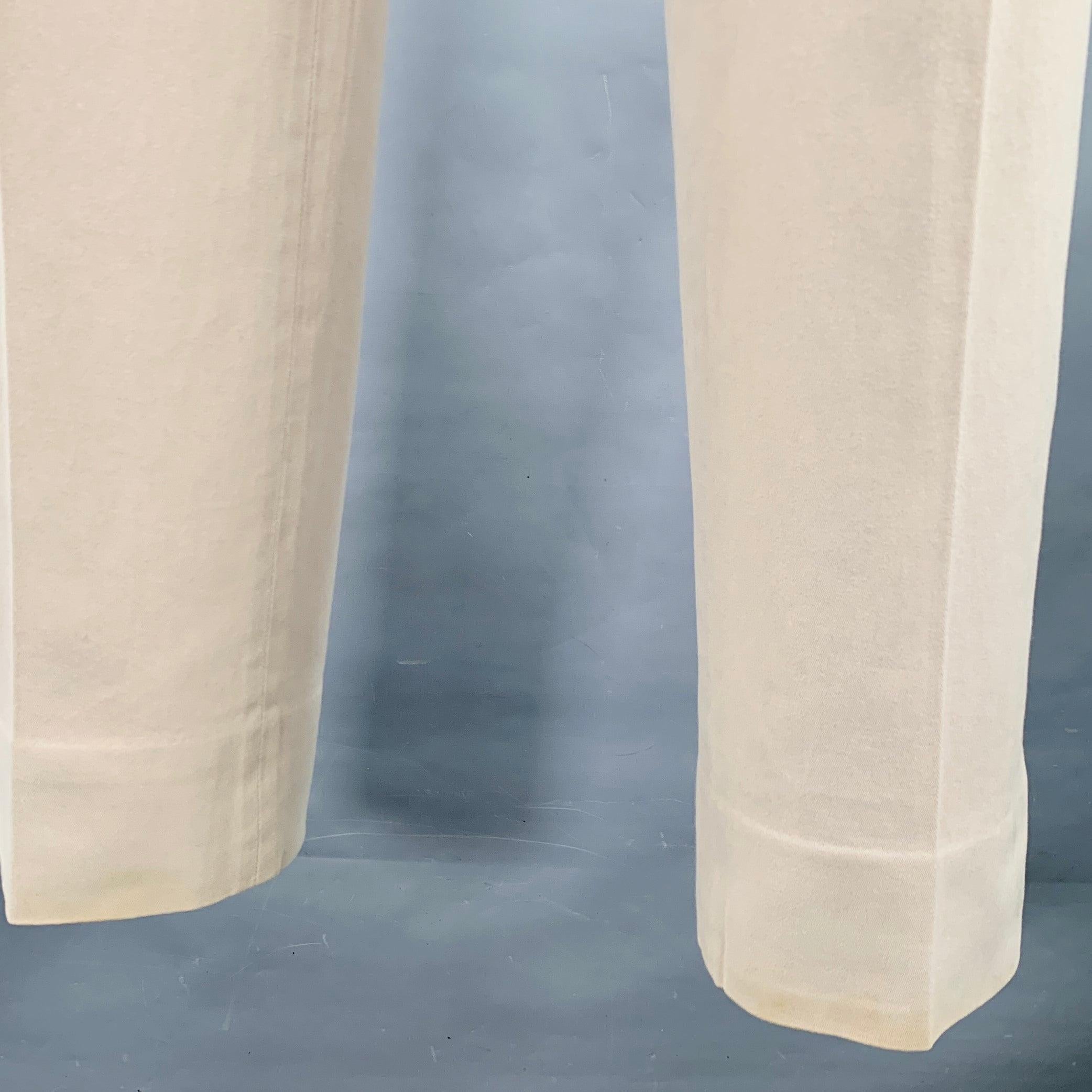 ERMENEGILDO ZEGNA Size 38 Beige Cotton Blend Flat Front Casual Pants For Sale 2