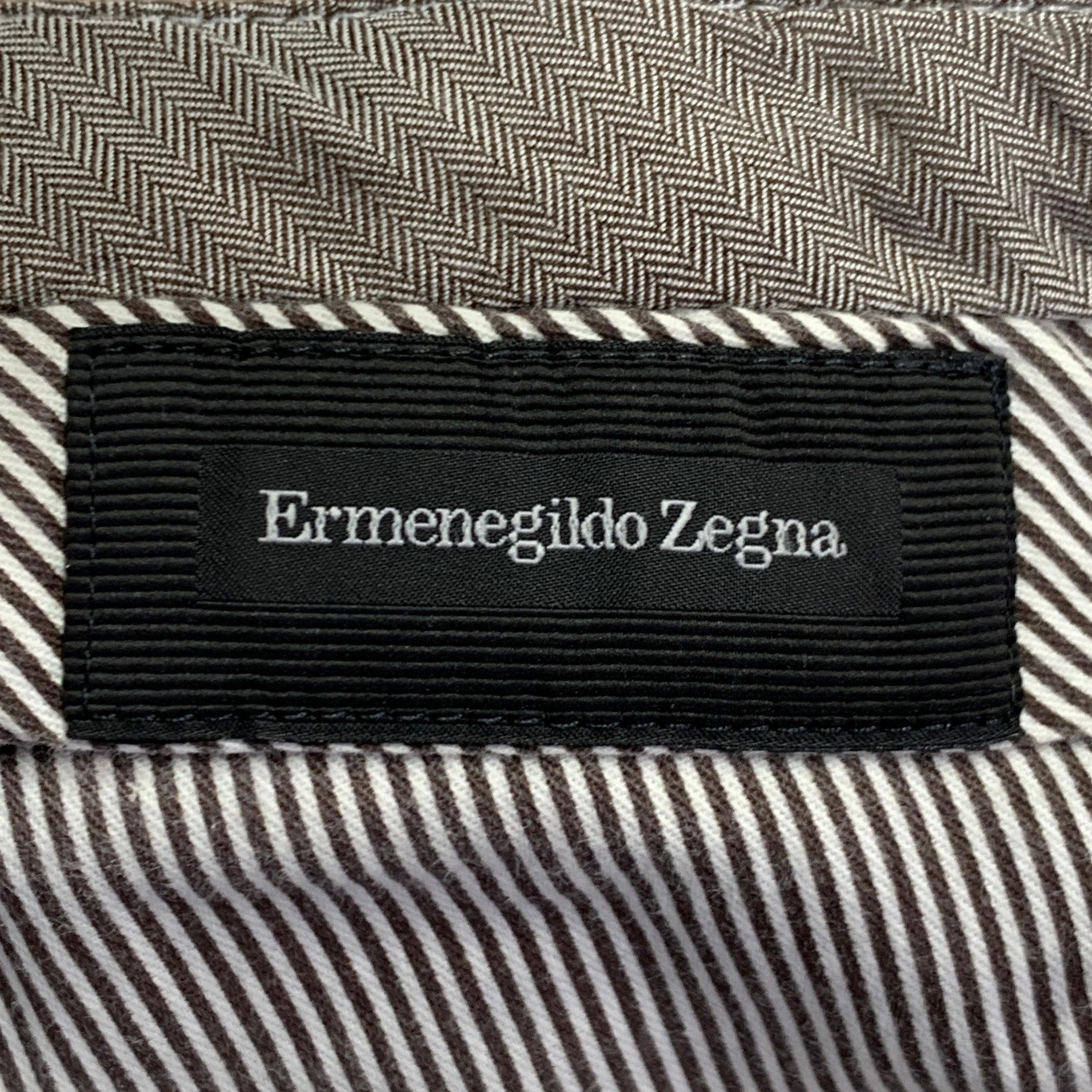 ERMENEGILDO ZEGNA Size 38 Beige Cotton Blend Flat Front Casual Pants For Sale 3