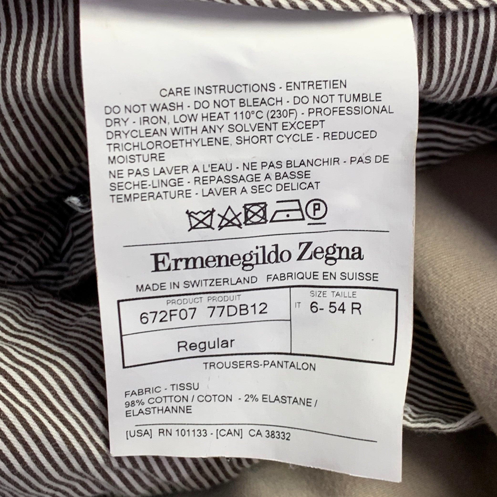 ERMENEGILDO ZEGNA Size 38 Beige Cotton Blend Flat Front Casual Pants For Sale 4