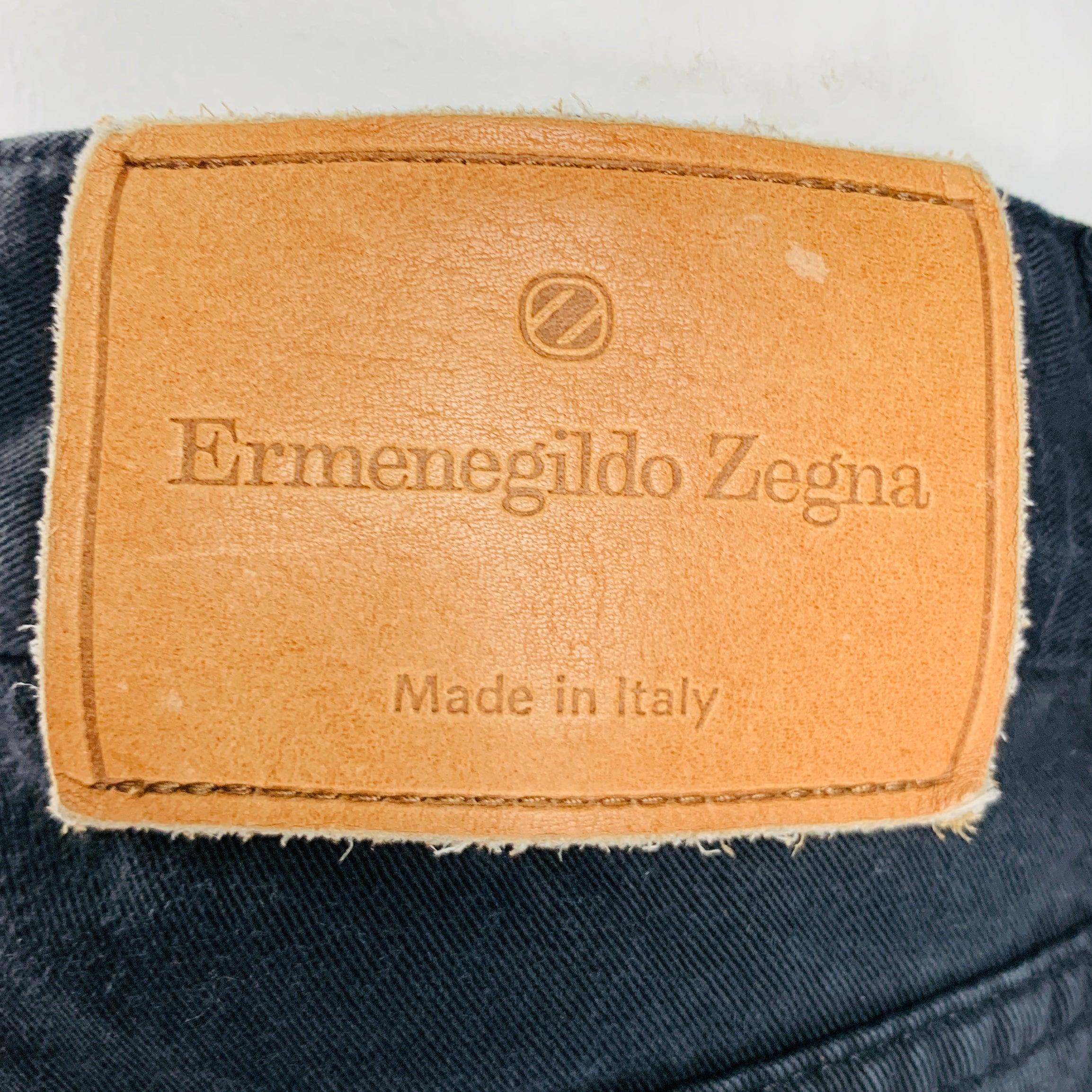 Men's ERMENEGILDO ZEGNA Size 38 Black Cotton 5 pocket Casual Pants For Sale