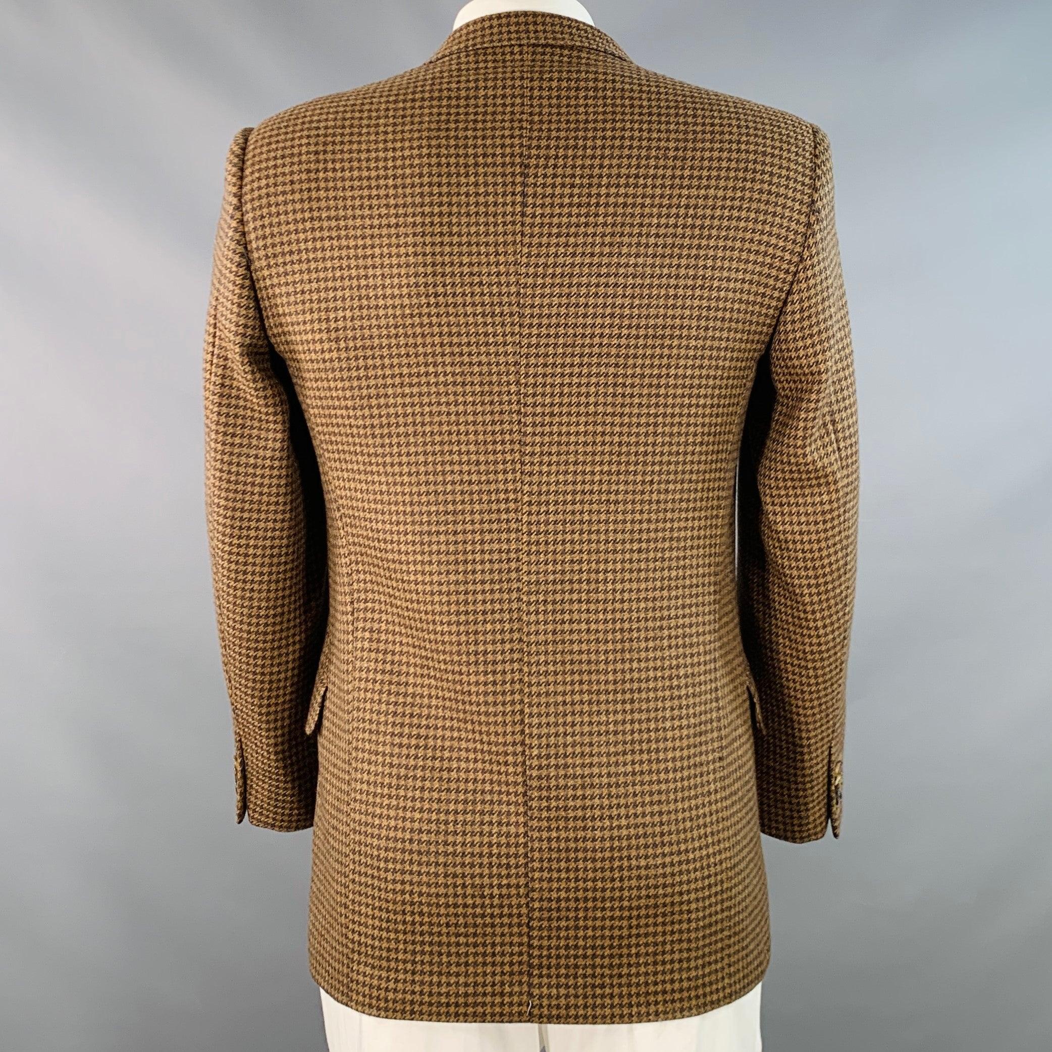 Uomo Ermenegildo Zegna Taglia 38 Marrone Beige pied de poule in Lana Cashmere Sport Coat in vendita
