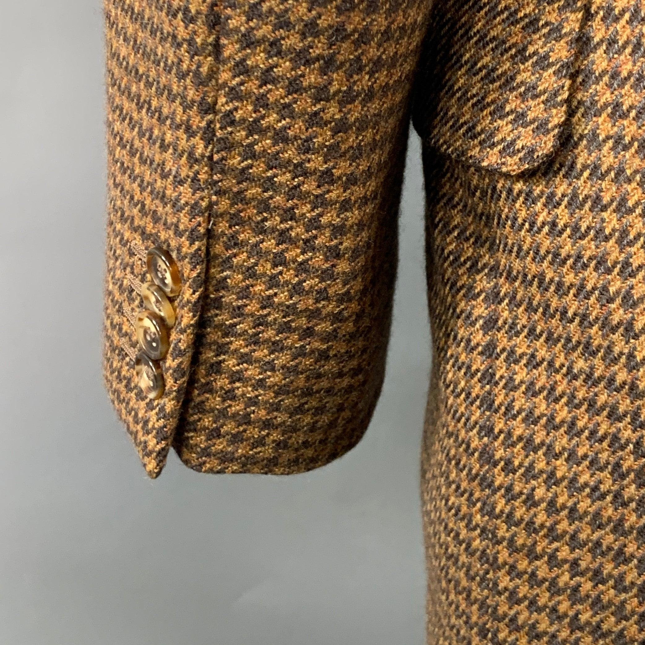 Ermenegildo Zegna Taglia 38 Marrone Beige pied de poule in Lana Cashmere Sport Coat in vendita 1