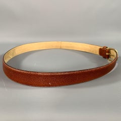 ERMENEGILDO ZEGNA Size 38 Brown Crackled Leather Belt