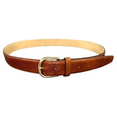 ERMENEGILDO ZEGNA Size 38 Brown Crackled Leather Belt