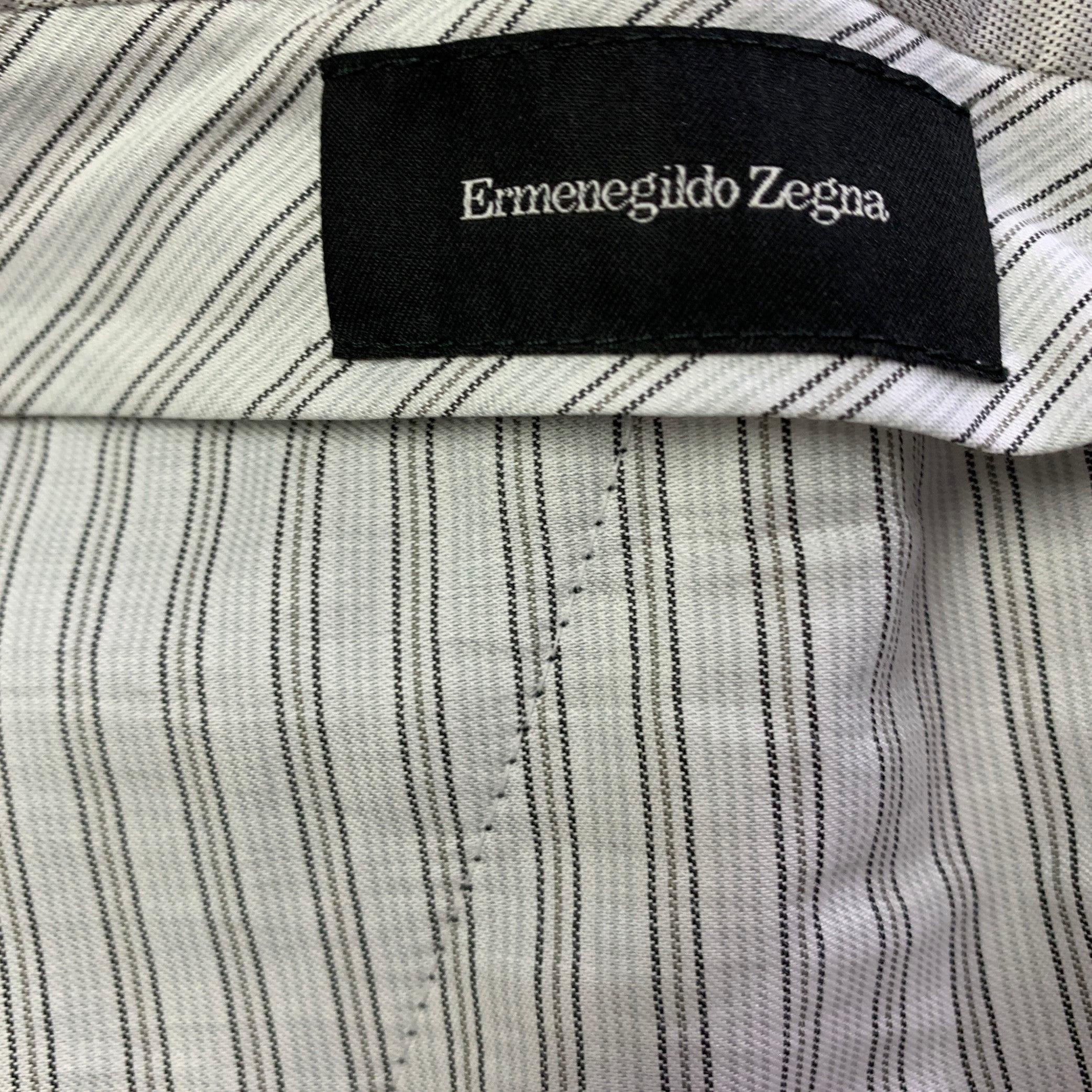 Black ERMENEGILDO ZEGNA Size 38 Grey Charcoal Wool Flat Front Dress Pants