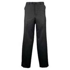 ERMENEGILDO ZEGNA Taglia 38 Pantaloni da abito in lana grigio antracite con il davanti piatto