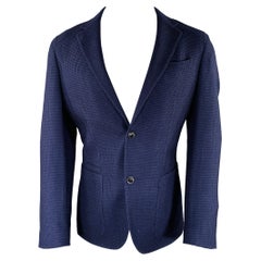 ERMENEGILDO ZEGNA Size 38 Navy Black Wool Silk Nailhead Sport Coat