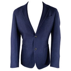 ERMENEGILDO ZEGNA Size 38 Navy Black Wool Silk Nailhead Sport Coat