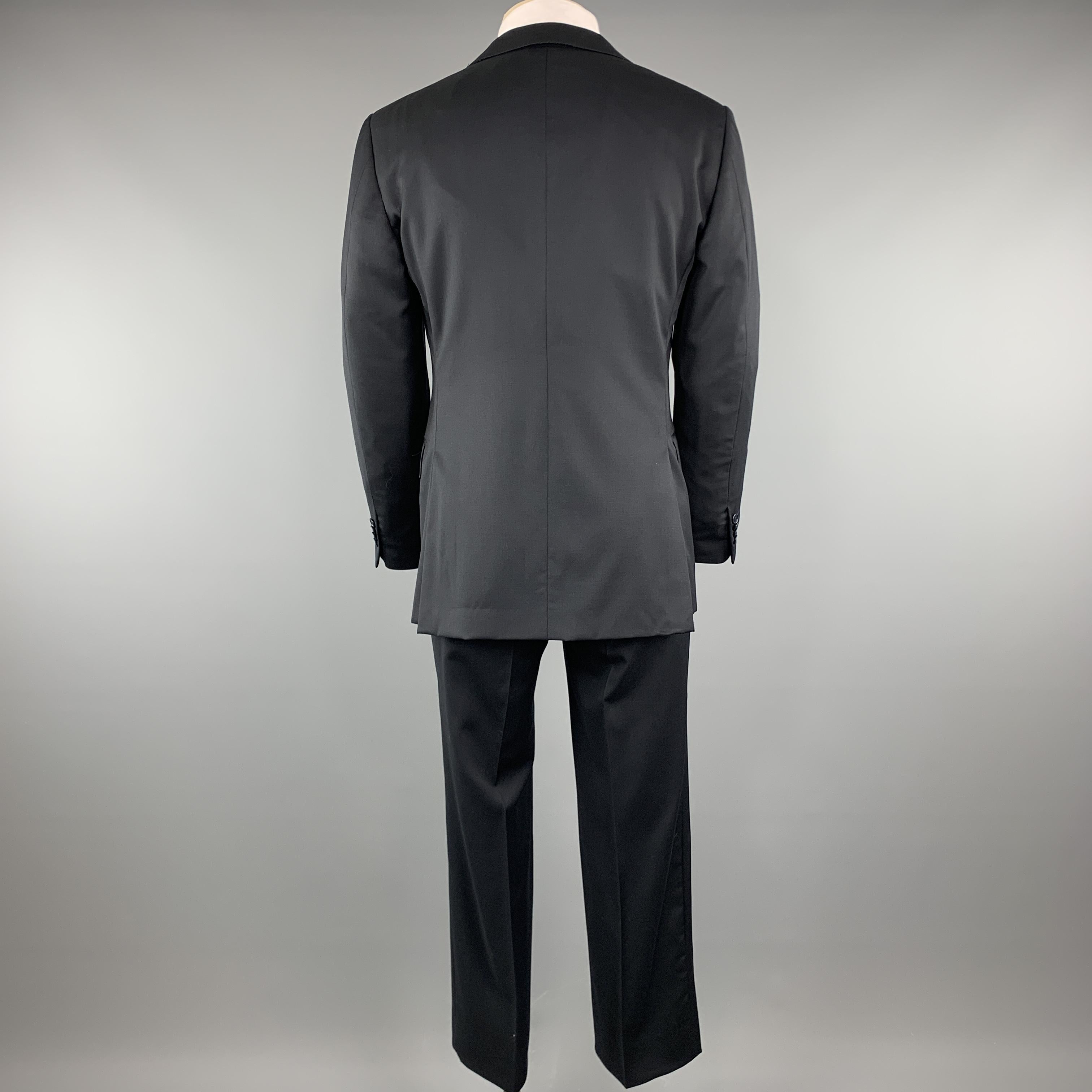 Black  ERMENEGILDO ZEGNA Size 38 Navy Solid Short Wool Notch Lapel 32 x 30 Suit