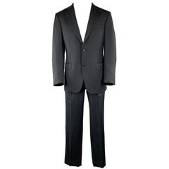 ERMENEGILDO ZEGNA Taille 38 Navy Solid Short Wool Notch Lapel 32 x 30 Suit