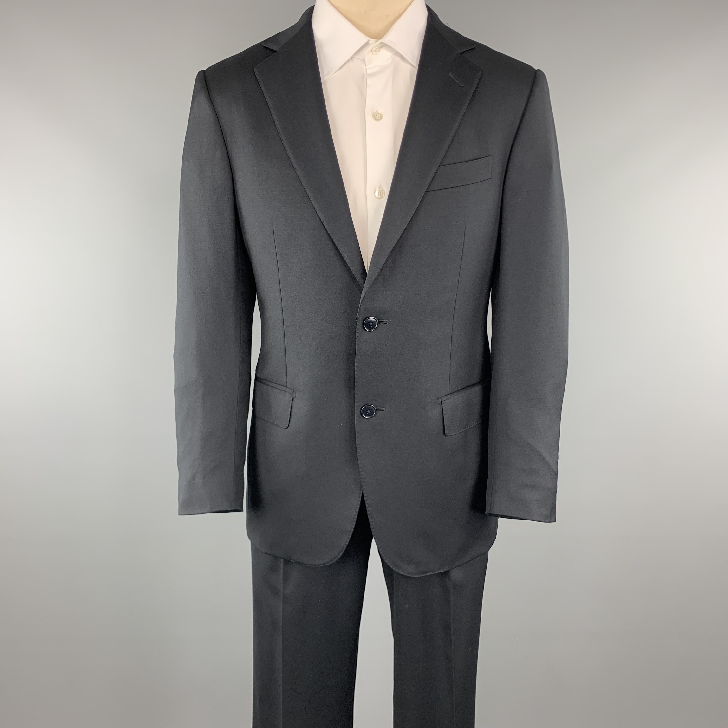 ERMENEGILDO ZEGNA Suit comes in a navy wool and includes a single breasted, two button sport coat with a notch lapel and matching front trousers. Made in Spain.

Excellent Pre-Owned Condition.
Marked: 48

Measurements:

-Jacket
Shoulder: 18 in.