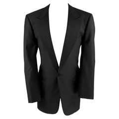 Ermenegildo Zegna Taglia 40 Cappotto sportivo in lana nera con risvolto a punta