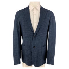 ERMENEGILDO ZEGNA Size 40 Blue Black Gingham Wool Blend Sport Coat